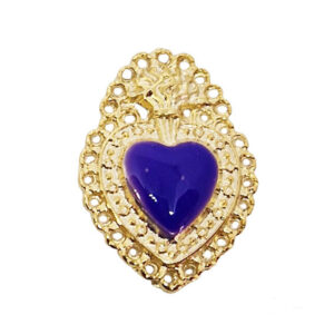 Distanziatori in Zama Cuore Sacro Smaltati Blu 22x30mm