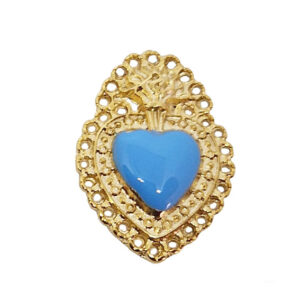 Distanziatori in Zama Cuore Sacro Smaltati Celeste 22x30mm