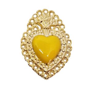 Distanziatori in Zama Cuore Sacro Smaltati Giallo 22x30mm