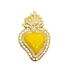 Distanziatori in Zama Cuore Sacro Smaltati Giallo 25x40mm