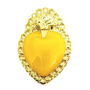 Distanziatori in Zama Cuore Sacro Smaltati Giallo Pieno 22x30mm