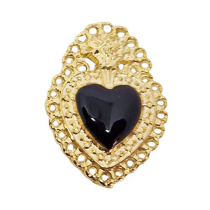 Distanziatori in Zama Cuore Sacro Smaltati Nero 22x30mm