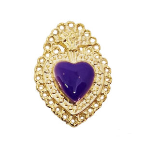 Distanziatori in Zama Cuore Sacro Smaltati Viola 22x30mm