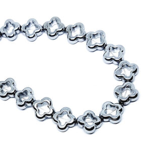 Filo di Ematite a Forma Fiore con foro passante Silver 10x10mm