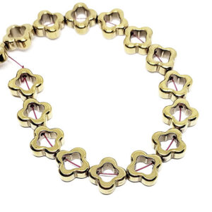 Filo di Ematite a Forma Fiore con foro passante Oro 10x10mm
