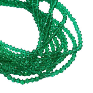 Pietre Bicono in Vetro Verde Smeraldo 4mm