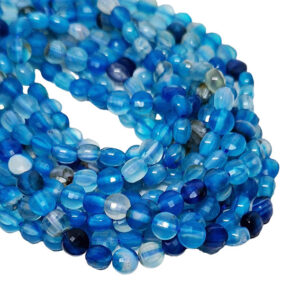 Pietre di Agata Tonda Striata Azzurra Dischetto da 6mm (PTAG613-AZ)