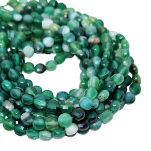 Pietre di Agata Tonda Striata Verde Dischetto da 6mm (PTAG613-VD)