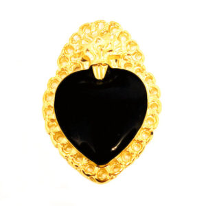 Distanziatori in Zama Cuore Sacro Smaltati Nero Pieno 22x30mm
