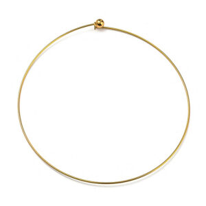 Girocollo in Acciaio con Chiusura a Gancio con Pallino Oro 14,4cm
