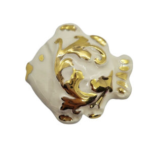 Ceramica di Caltagirone Pesce Foglia Oro Bianco 50x53mm (057)