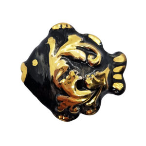 Ceramica di Caltagirone Pesce Foglia Oro Nero 50x53mm (060)