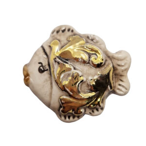 Ceramica di Caltagirone Pesce Foglia Oro Antichizzato 50x53mm (061)