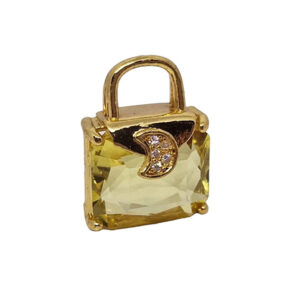 Ciondoli in Ottone con Pietre in Vetro Borsetta Giallo 14x20mm