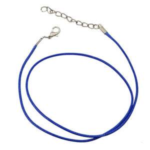 Collana in Cordino in Cuoio Intrecciato Blu 43cm con Allunghino 5cm