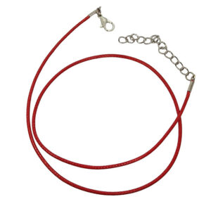 Collana in Cordino in Cuoio Intrecciato Rosso 43cm con Allunghino 5cm