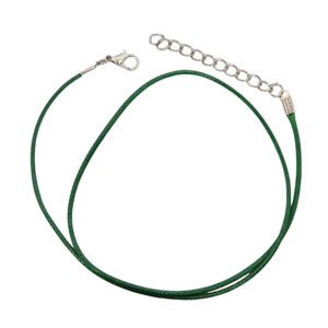 Collana in Cordino in Cuoio Intrecciato Verde 43cm con Allunghino 5cm
