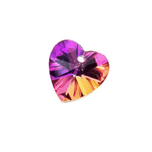 Ciondoli Cuore in Vetro Rainbow Fucsia 14mm