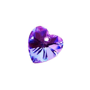 Ciondoli Cuore in Vetro Rainbow Viola 14mm