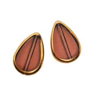 Gocce in Vetro Con Bordo Dorato Effetto Vintage Borgogna 12x18mm