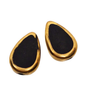 Gocce in Vetro Con Bordo Dorato Effetto Vintage Nero 12x18mm