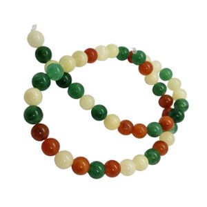 Pietre di Agata Tonda Liscia tre Colori Verde-Crema-Tabacco 8mm (PTAG095)