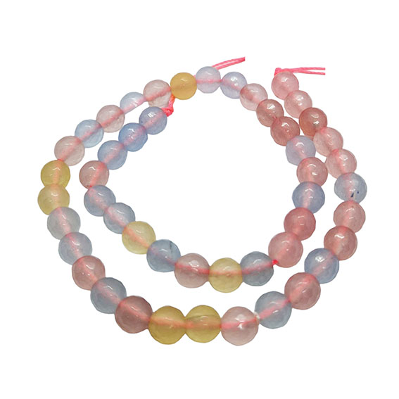 Pietre di Agata Tonda Sfaccettata Rosa Multi Color 8mm (PTAG199)
