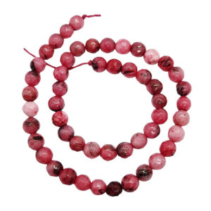 Pietre di Agata Tonda Sfaccettata Striata Fucsia Scuro 8mm (PTAG209)