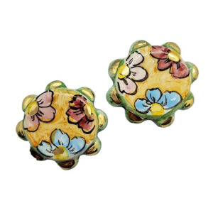 Tamburelli in Ceramica di Caltagirone con Fiori su sfondo Arancio 8x38 (008)