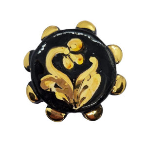 Tamburelli in Ceramica di Caltagirone con Ghirigori su Sfondo Nero 10x63mm (049)