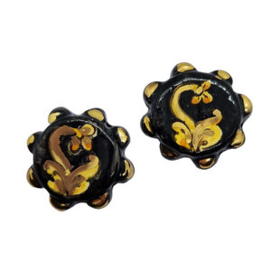 Tamburelli in Ceramica di Caltagirone con Ghirigori su Sfondo Nero 8x38 (011)