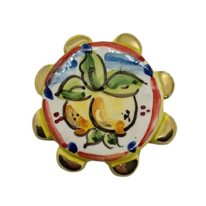 Tamburelli in Ceramica di Caltagirone con Limoni su Sfondo Bianco 10x63mm (051)