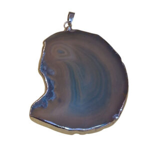 Ciondoli Fette di Agata con Bordo in Ottone su base Argento Colore Ambra 53x65mm (035)