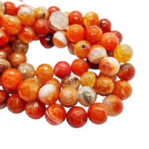 Pietre di Agata Striata Sfaccettata Arancio 12mm (PTAG128)