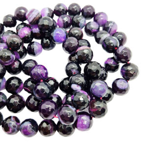 Pietre di Agata Striata Sfaccettata Base Nera sul Lilla 12mm (PTAG129)