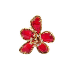 Anello in Ottone con Pietre in Vetro Rosso (ANOT340)