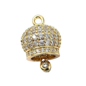 Ciondoli in Ottone Campanelle Capri su Base Oro Con Zirconi 11x16mm
