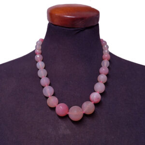 Collana Corta Realizzata con Pietre in Agata Sfaccettate Graduata Fucsia