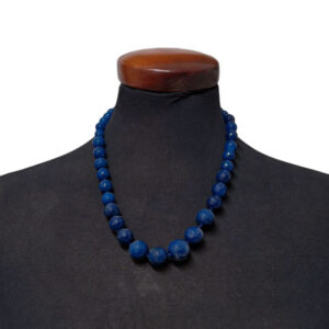 Collana Corta Realizzata con Pietre in Agata Sfaccettate Graduata Blu