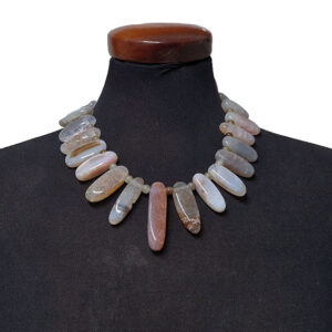 Collana Girocollo Realizzata con Pietre in Agata Piatte
