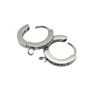 Orecchini in Acciaio Tondi Modello Piatto Con Strass Silver 12mm (ORAC011-S)