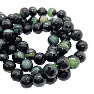 Pietre di Agata Striata Sfaccettata Base Nera sul Verde 12mm (PTAG132)