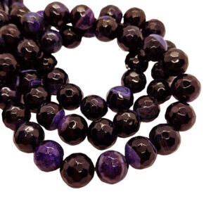Pietre di Agata Striata Sfaccettata Base Nera sul Viola 12mm (PTAG130)