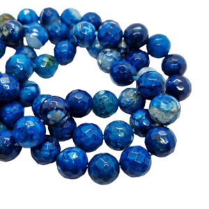 Pietre in Agata Tonda Striata Sfaccettata Azzurro 12mm (PTAG135)