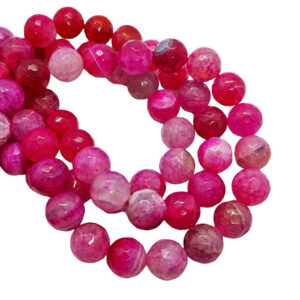Pietre in Agata Tonda Striata Sfaccettata Fucsia 12mm (PTAG134)