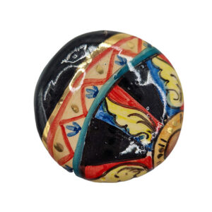 Ceramica di Caltagirone Tondo su base Nera Ruota del Carro 65mm (CTCM24)