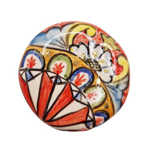 Ceramica di Caltagirone Tondo su base Rossa Ruota del Carro 65mm (CTCM29)
