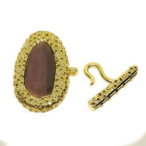 Chiusure in Ottone Multi filo Con Pietre Occhi di Gatto Burgundy 25x38mm