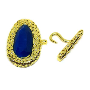 Chiusure in Ottone Multi filo Con Pietre Occhi di Gatto Blu 25x38mm