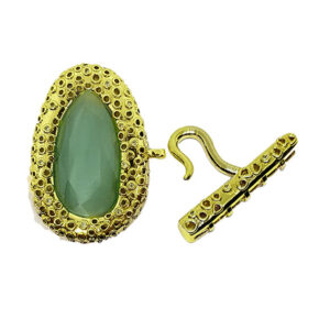 Chiusure in Ottone Multi filo Con Pietre Occhi di Gatto Giada 25x38mm